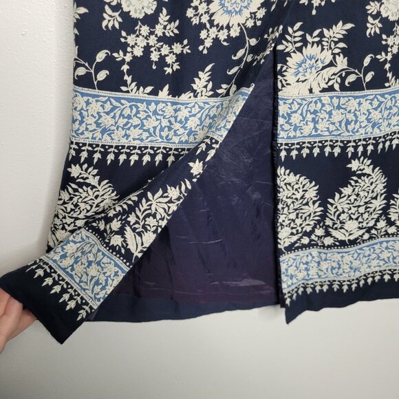 Vintage y2k blue white dark boho wrap style midi maxi cottage modest skirt 6 - Picture 4 of 6